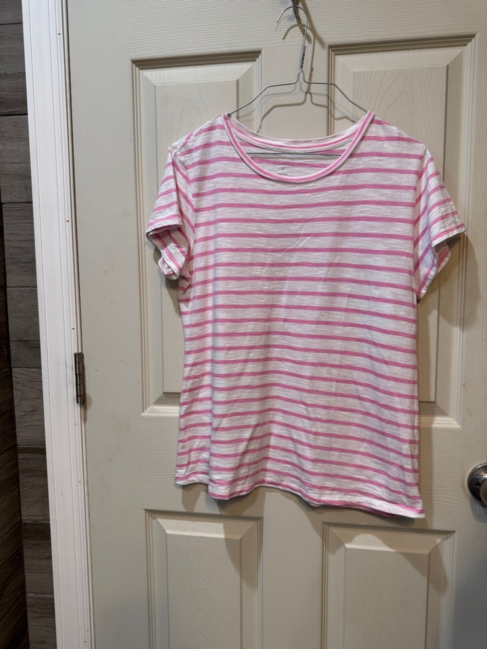 LC Lauren Conrad Pink & White Striped Short Sleeve Tee